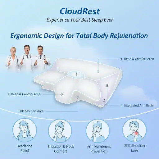 Ergonomic Memory Foam Cervical Pillow (2-in-1 Neck Support)